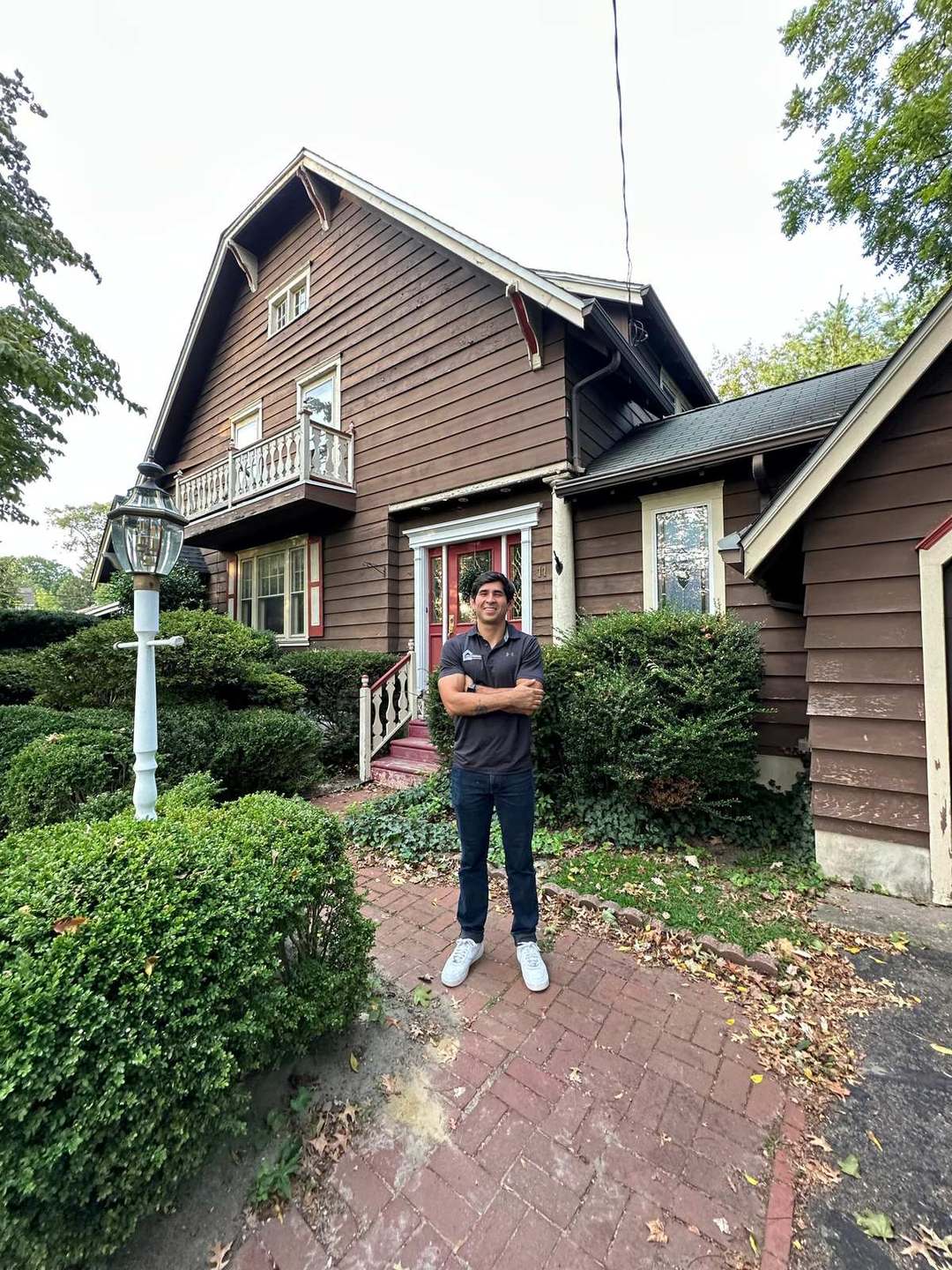 Jose Perez, co-owner of HRF Painting & Construction LLC, on site at a historic colonial home in South Jersey.
