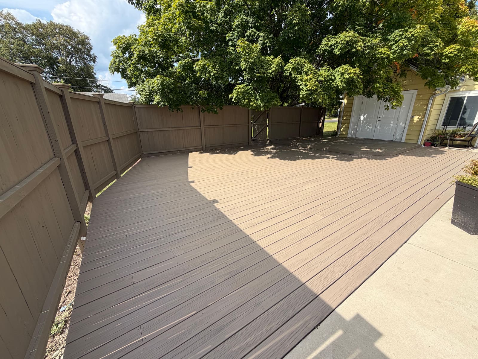 Freshly stained wood deck, finished, in Cherry Hill, NJ.