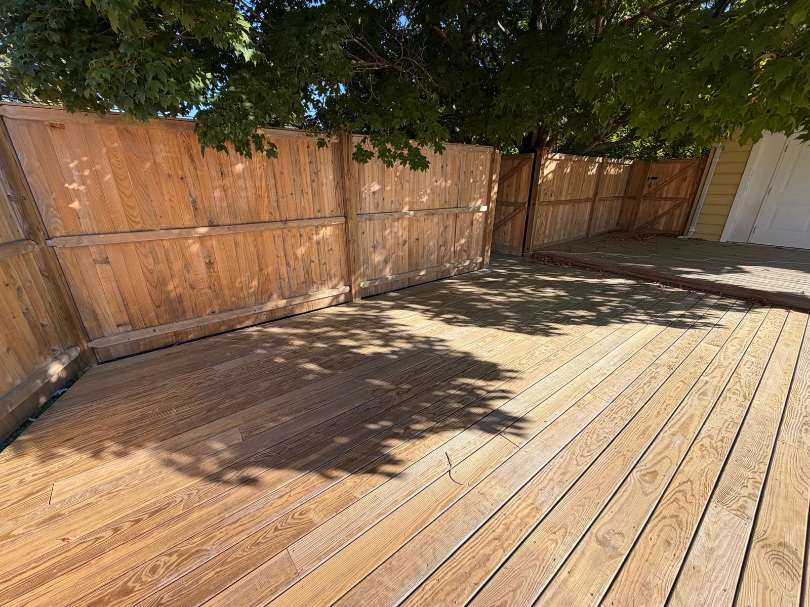 Bare, untreated wood deck before staining in Cherry Hill, NJ.