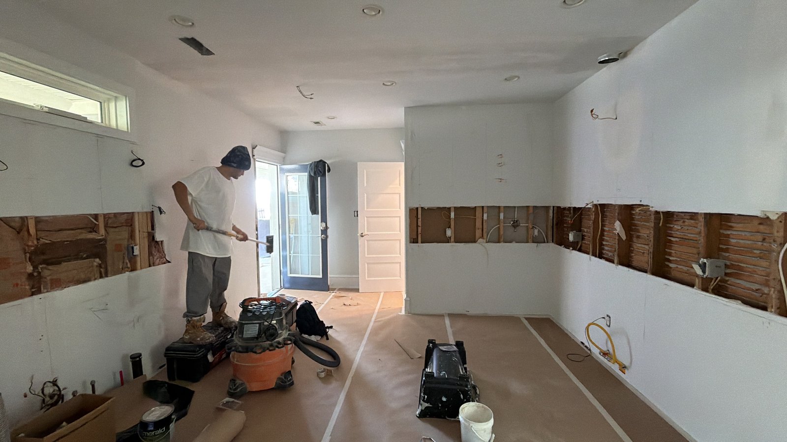 Before and after residential kitchen remodeling and cabinet finishing in Haddonfield, NJ.